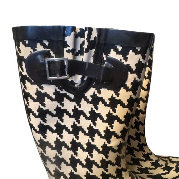 Merona Black and Cream Houndstooth Women's Rain Boots size 6 - Picture 4 of 8